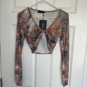 PrettyLittleThing Multicolor Mesh Long Sleeve Bodysuit